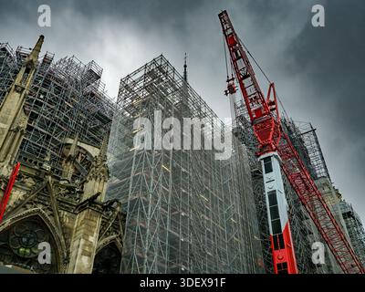 Cathedral Notre Dame Under Construction For Rebuilding After Fire In Paris, France Stock Photo