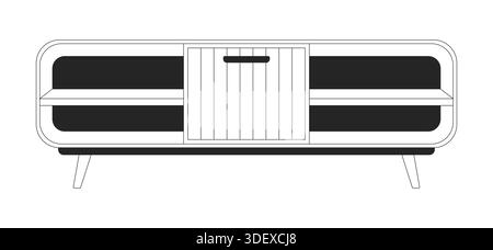 Media console table 2D line object Stock Vector