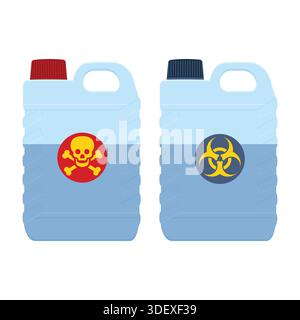 Plastic Containers Holding A Blue Toxic Waste Liquid Stock Vector