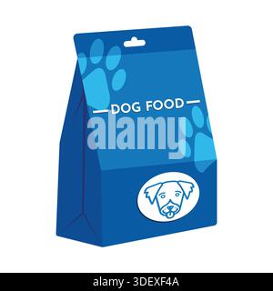 Pet dog food bag in flat style on white background Stock Vector