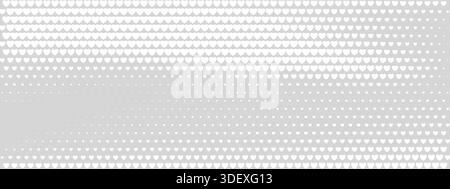 White heart pattern with halftone dots creating romantic gradient effect. Vector background perfect for Valentines Day cards, wedding invitations, and Stock Vector