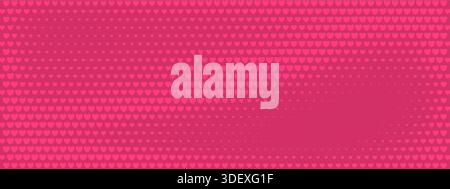 Pink heart pattern with halftone dots creates a romantic background perfect for Valentines Day cards, wedding invitations, or love themed designs Stock Vector
