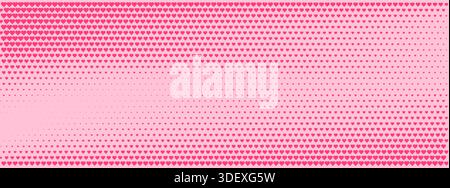 Retro halftone heart background with pink gradient dots. Seamless pop art pattern ideal for romantic cards, gift wrapping, and Valentines Day Stock Vector