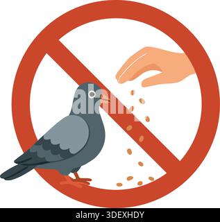 illustration. Cartoon style warning sign to do not feed birds or animals. Stock Vector