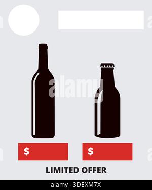 Wine and beer limited offer banner with blank price space and copy space Stock Vector