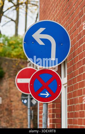 Forest of signs, various traffic signs on a street in Luneburg, Germany Stock Photo