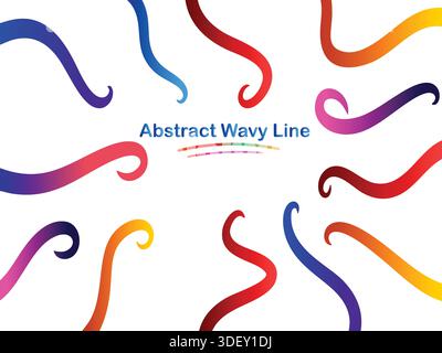Abstract Wavy Line Explosion with Vibrant Multi Color Swirls Stock Vector