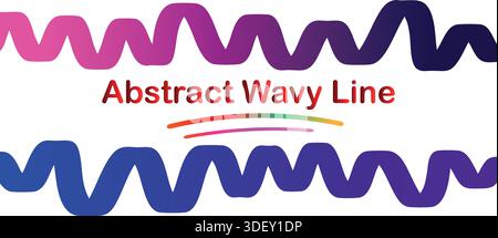 Abstract Wavy Line Art with Red Loop and Colorful Flowing Curves Stock Vector