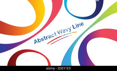Abstract Wavy Line Design with Vibrant Colorful Curves on White Stock Vector