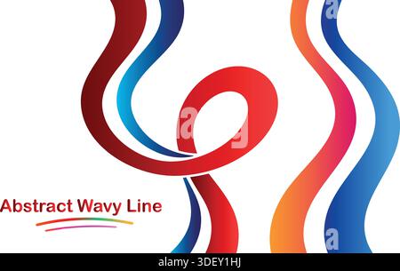Creative Abstract Wavy Line Illustration in Red and Blue Colors Stock Vector