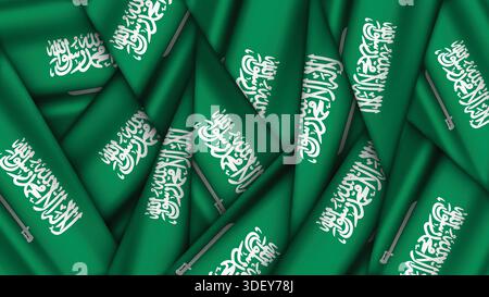 Set of SAUDI ARABIA Flags Stacked on Top of Each Other Stock Vector