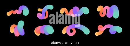 Modern 3d shapes set. Fluid gradient blend vector art with liquid color Stock Vector