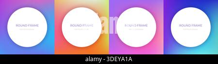 Trendy circle frame collection for your design. Round white shapes on beautiful gradient background Stock Vector