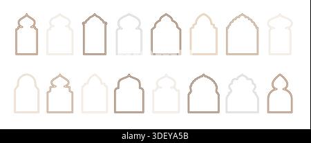 Islamic style border vector collection. Arabic door and window frame Stock Vector