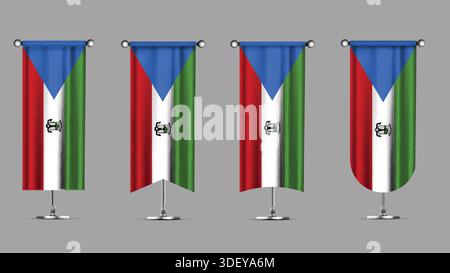 Collection of Vertical Banners Featuring the EQUATORIAL GUINEA Flag Stock Vector