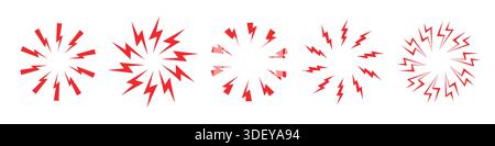 Pain location symbol set. Collection of red circle marks. Painful target point Stock Vector