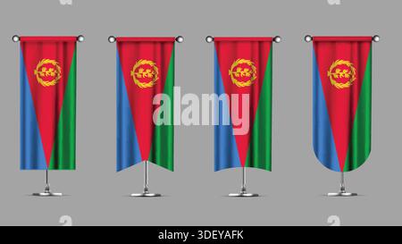 Collection of Vertical Banners Featuring the ERITREA Flag Stock Vector