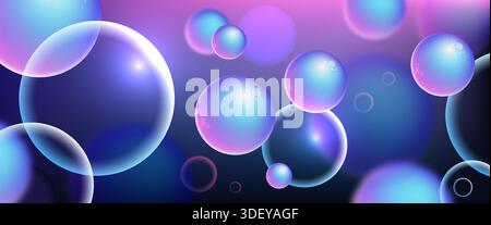 Abstract liquid fluid balls background. Iridescent 3D sphere Stock Vector