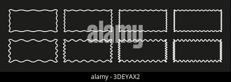 Wavy edge rectangle line frame. Stock Vector