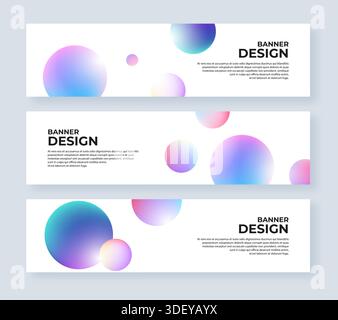 Abstract minimal header design template collection. 3d spheres horizontal banner Stock Vector
