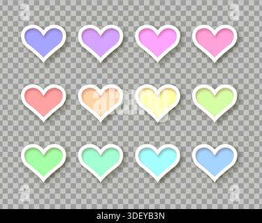 Colorful heart shapes buttons collection Stock Vector