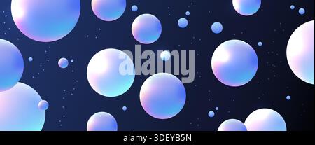 Abstract liquid fluid balls background. Iridescent 3D sphere Stock Vector