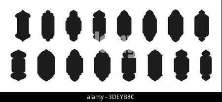 Arabic style shape collection. Islamic window or door arch set. Stock Vector