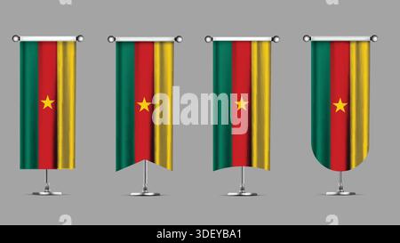 Collection of Vertical Banners Featuring the CAMEROON Flag Stock Vector