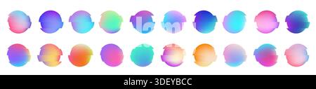 Vector colorful deformed gradient circles. Abstract round frame set Stock Vector