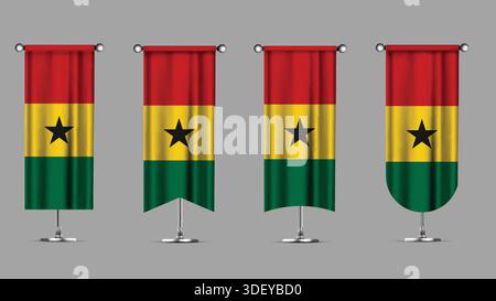 Collection of Vertical Banners Featuring the GHANA Flag Stock Vector