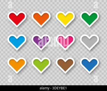 Colorful heart shapes buttons collection Stock Vector