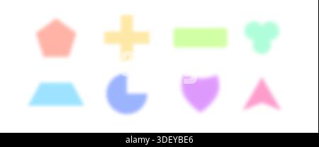 Colorful blurred geometric shapes and symbols. Color shadows Stock Vector