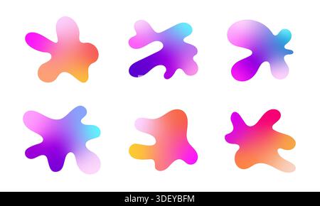 Trendy organic shapes collection with liquid gradient color Stock Vector