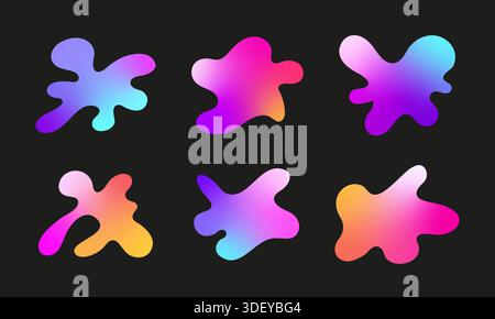 Trendy organic shapes collection with liquid gradient color Stock Vector