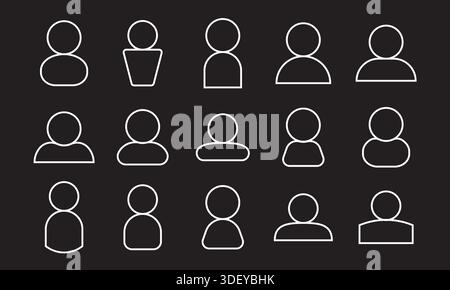 People icon set. Line pictogram of user. Stock Vector