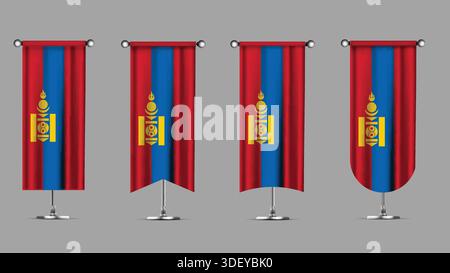 Collection of Vertical Banners Featuring the MONGOLIA Flag Stock Vector