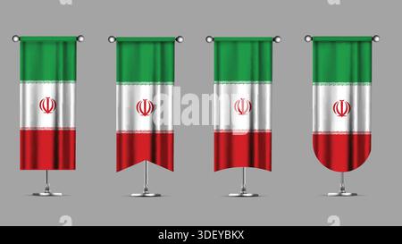 Collection of Vertical Banners Featuring the IRAN Flag Stock Vector