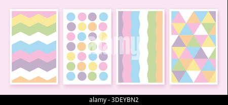 Pastel color geometric cover set. Stock Vector