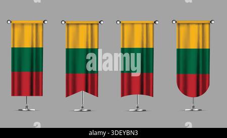 Collection of Vertical Banners Featuring the LITHUANIA Flag Stock Vector