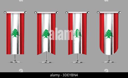 Collection of Vertical Banners Featuring the LEBANON Flag Stock Vector