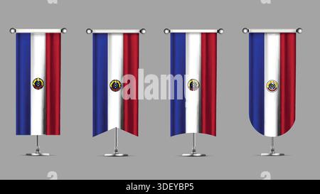 Collection of Vertical Banners Featuring the PARAGUAY Flag Stock Vector