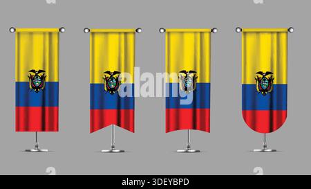 Collection of Vertical Banners Featuring the ECUADOR Flag Stock Vector