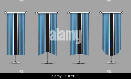 Collection of Vertical Banners Featuring the BOTSWANA Flag Stock Vector