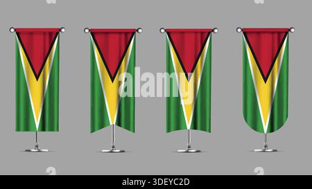 Collection of Vertical Banners Featuring the GUYANA Flag Stock Vector