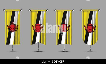 Collection of Vertical Banners Featuring the BRUNEI Flag Stock Vector