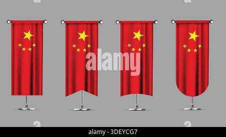 Collection of Vertical Banners Featuring the CHINA Flag Stock Vector