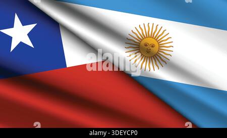 High Quality background with Two Flags of Chile and Argentina Stock Vector