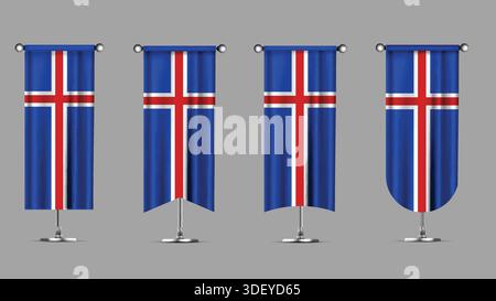 Collection of Vertical Banners Featuring the ICELAND Flag Stock Vector