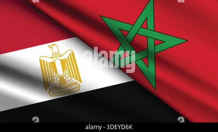 High Quality background with Two Flags of Morocco and Egypt Stock Vector