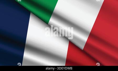 High Quality background with Two Flags of France and Italy Stock Vector
